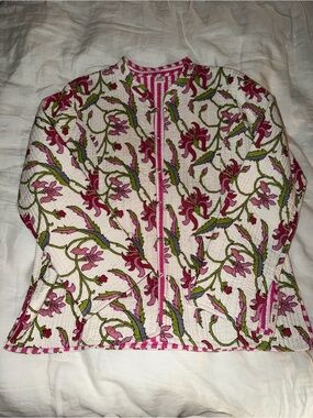 Notting Hill Floral Quilted Pink & Green Bomber Jacket